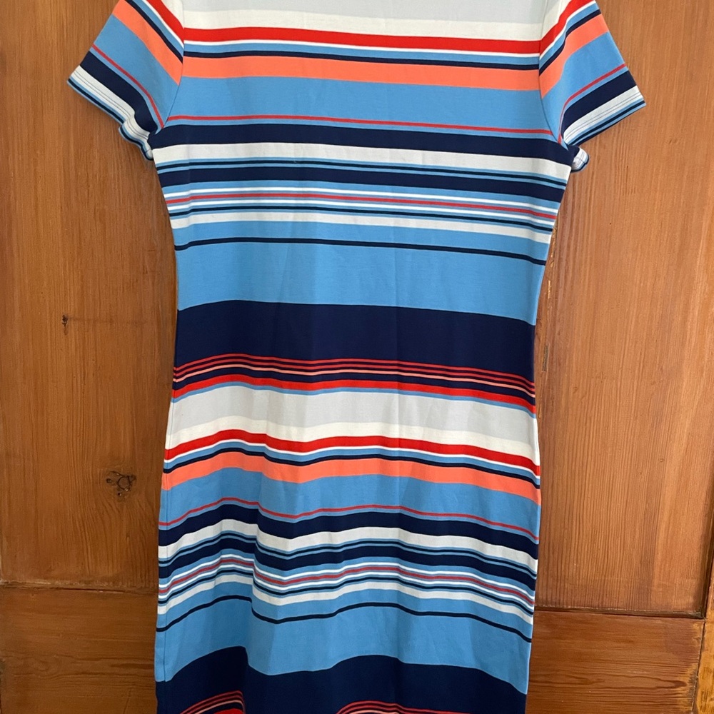 Women’s Brooks Brothers Multicolor Striped Logo Tee Shirt Dress S/M - Picture 4 of 6